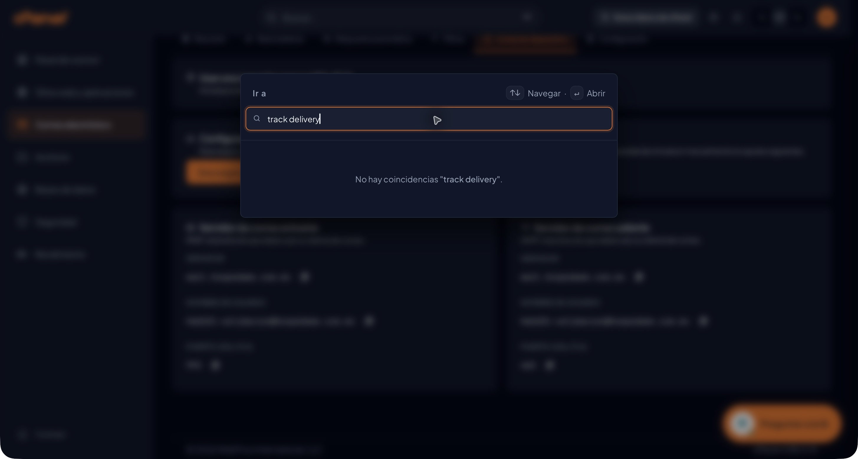 Paleta de Meridian sin coincidencias para track delivery