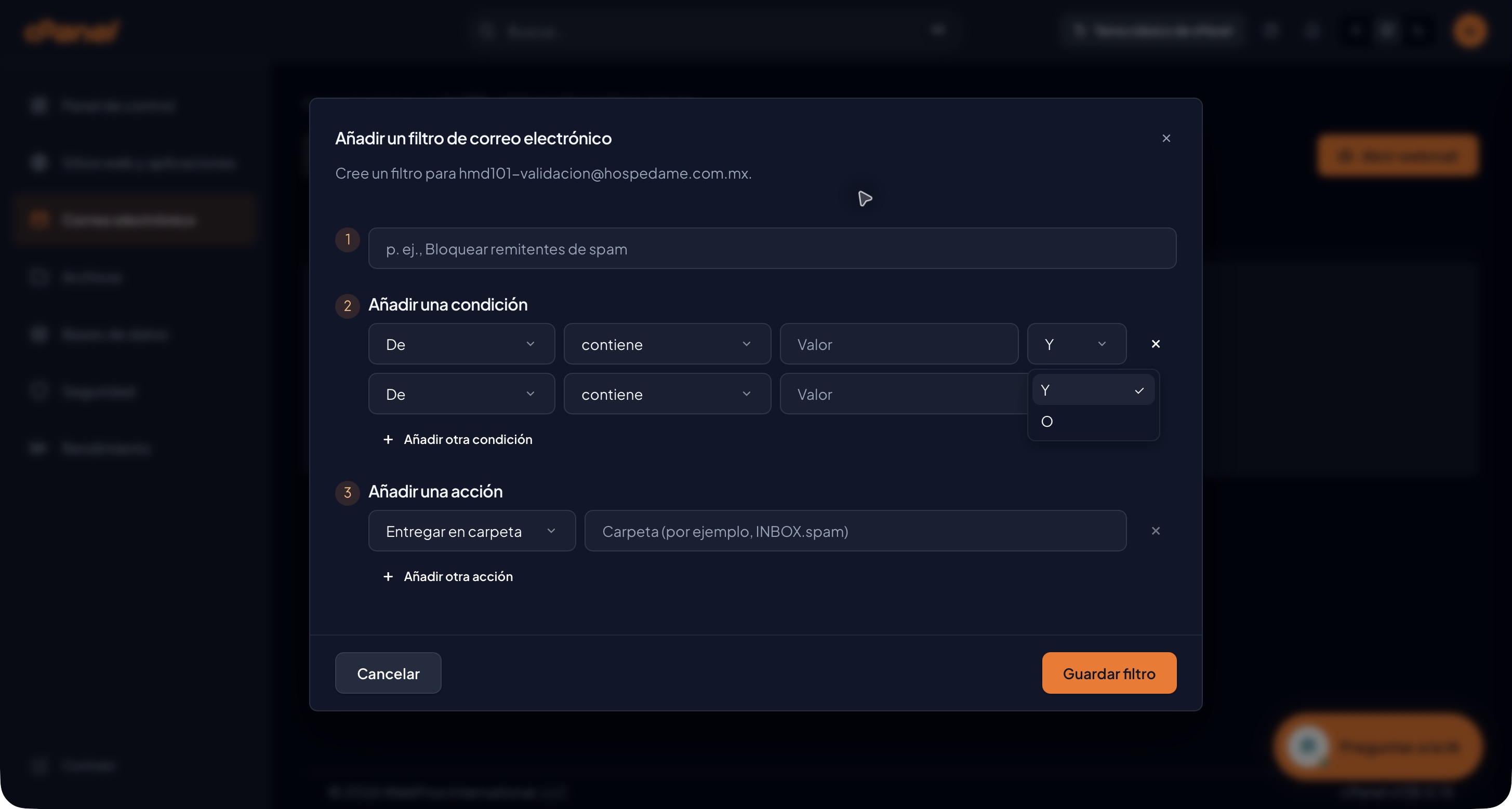 Dos condiciones con selector Y y O